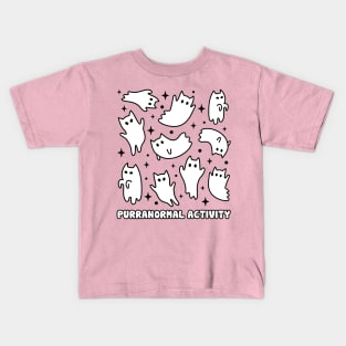 Cute Kawaii Ghost Cats Pink Girly Kids T-Shirt